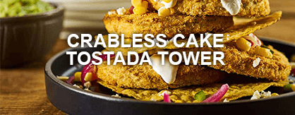 Crabless Cake Tostada Tower